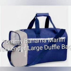 Tommy Bahama Marlin Large Weekender Bag With Side Cooler Navy Blue And Grey